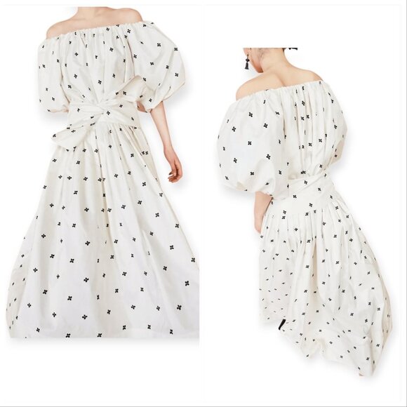 Ulla Johnson Aglae Bow-Detailed Taffeta Midi Skirt, Blanc Sz 4, NWT, $645 MSRP - Picture 1 of 16